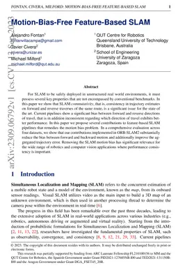 Motion-Bias-Free Feature-Based SLAM