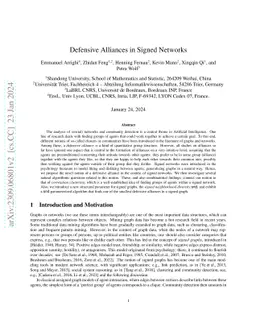 Defensive Alliances in Signed Networks