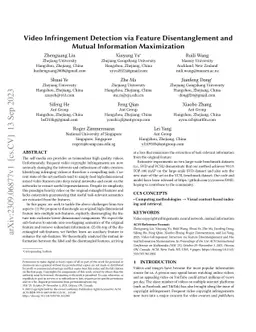 Video Infringement Detection via Feature Disentanglement and Mutual
  Information Maximization