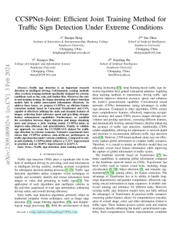 CCSPNet-Joint: Efficient Joint Training Method for Traffic Sign
  Detection Under Extreme Conditions