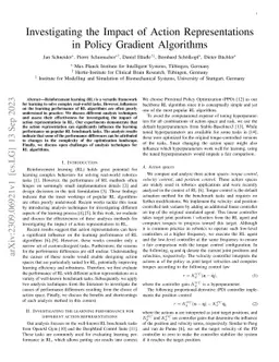 Investigating the Impact of Action Representations in Policy Gradient
  Algorithms