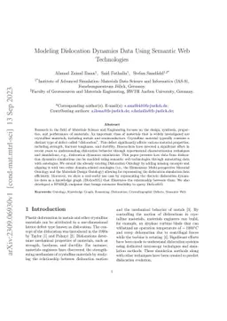 Modeling Dislocation Dynamics Data Using Semantic Web Technologies