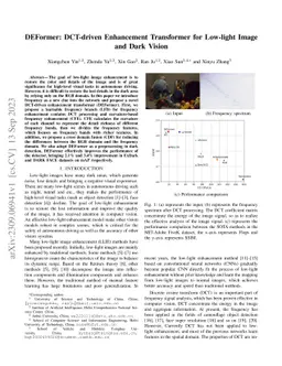 DEFormer: DCT-driven Enhancement Transformer for Low-light Image and Dark Vision