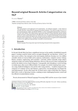 Beyond original Research Articles Categorization via NLP