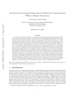 An Extreme Learning Machine-Based Method for Computational PDEs in
  Higher Dimensions
