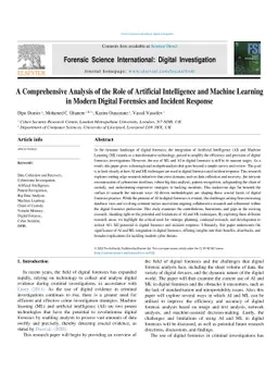 A Comprehensive Analysis of the Role of Artificial Intelligence and
  Machine Learning in Modern Digital Forensics and Incident Response
