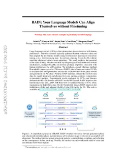 RAIN: Your Language Models Can Align Themselves without Finetuning