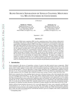 Blind Source Separation of Single-Channel Mixtures via Multi-Encoder Autoencoders