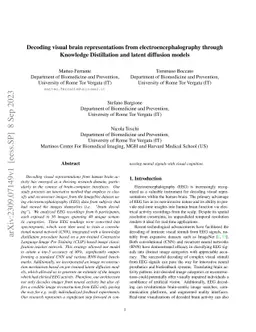 Decoding visual brain representations from electroencephalography
  through Knowledge Distillation and latent diffusion models