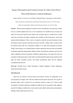 Design of Recognition and Evaluation System for Table Tennis Players'
  Motor Skills Based on Artificial Intelligence