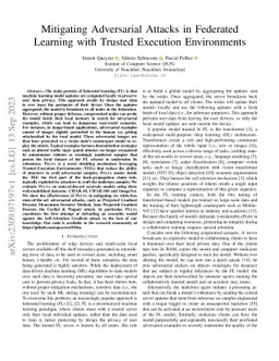 Mitigating Adversarial Attacks in Federated Learning with Trusted
  Execution Environments