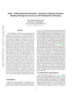 LInKs "Lifting Independent Keypoints" -- Partial Pose Lifting for
  Occlusion Handling with Improved Accuracy in 2D-3D Human Pose Estimation