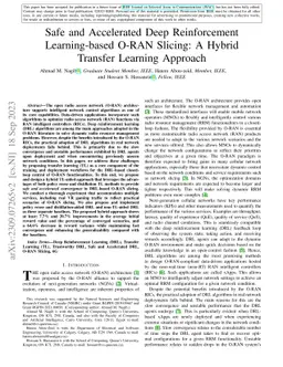 Safe and Accelerated Deep Reinforcement Learning-based O-RAN Slicing: A
  Hybrid Transfer Learning Approach