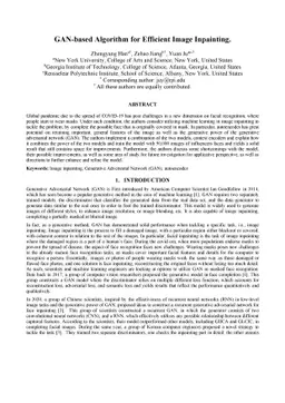 GAN-based Algorithm for Efficient Image Inpainting