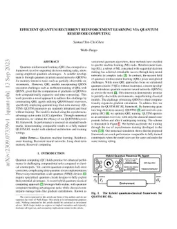 Efficient quantum recurrent reinforcement learning via quantum reservoir
  computing