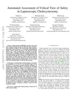 Automated Assessment of Critical View of Safety in Laparoscopic
  Cholecystectomy