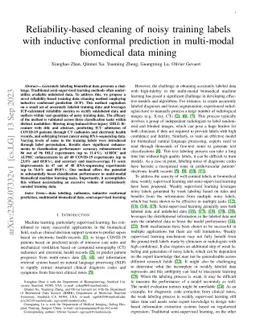 Reliability-based cleaning of noisy training labels with inductive
  conformal prediction in multi-modal biomedical data mining