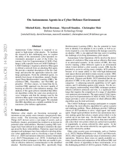 On Autonomous Agents in a Cyber Defence Environment