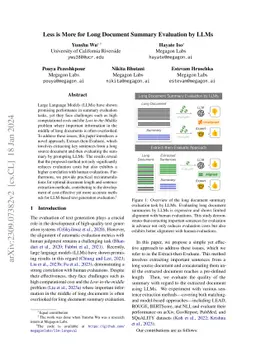 Less is More for Long Document Summary Evaluation by LLMs