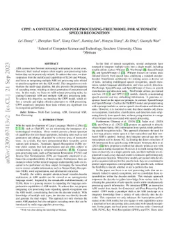 CPPF: A contextual and post-processing-free model for automatic speech
  recognition