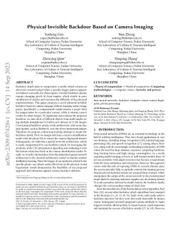 Physical Invisible Backdoor Based on Camera Imaging