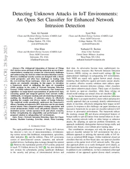 Detecting Unknown Attacks in IoT Environments: An Open Set Classifier
  for Enhanced Network Intrusion Detection