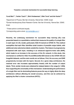 Towards a universal mechanism for successful deep learning