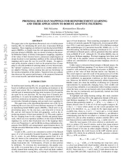 Proximal Bellman mappings for reinforcement learning and their
  application to robust adaptive filtering
