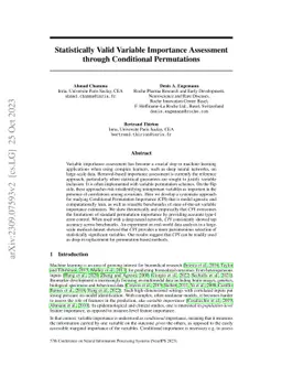 Statistically Valid Variable Importance Assessment through Conditional
  Permutations