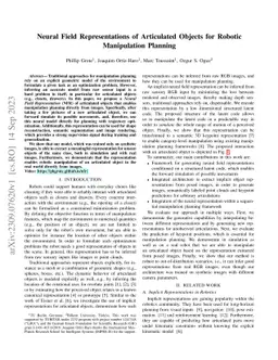 Neural Field Representations of Articulated Objects for Robotic
  Manipulation Planning
