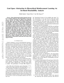 Goal Space Abstraction in Hierarchical Reinforcement Learning via
  Set-Based Reachability Analysis