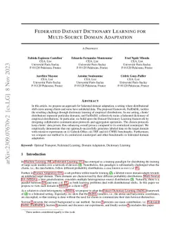 Federated Dataset Dictionary Learning for Multi-Source Domain Adaptation