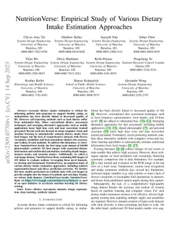 NutritionVerse: Empirical Study of Various Dietary Intake Estimation
  Approaches
