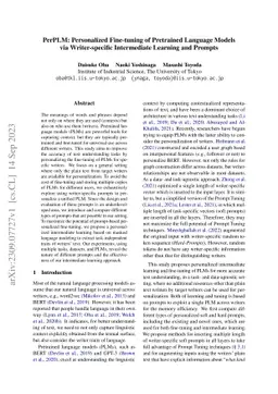 PerPLM: Personalized Fine-tuning of Pretrained Language Models via
  Writer-specific Intermediate Learning and Prompts
