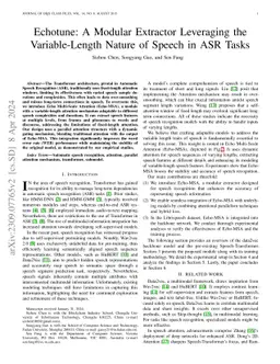 Echotune: A Modular Extractor Leveraging the Variable-Length Nature of
  Speech in ASR Tasks