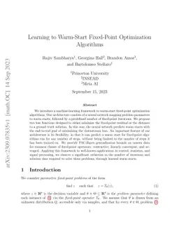 Learning to Warm-Start Fixed-Point Optimization Algorithms