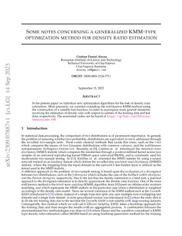 Some notes concerning a generalized KMM-type optimization method for
  density ratio estimation