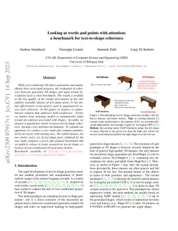 Looking at words and points with attention: a benchmark for
  text-to-shape coherence