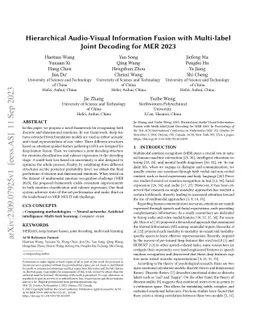 Hierarchical Audio-Visual Information Fusion with Multi-label Joint
  Decoding for MER 2023