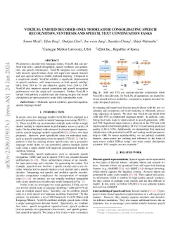 Voxtlm: unified decoder-only models for consolidating speech
  recognition/synthesis and speech/text continuation tasks