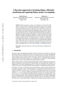 A Bayesian approach to breaking things: efficiently predicting and
  repairing failure modes via sampling