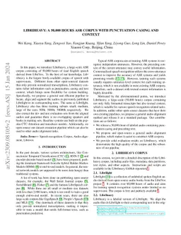 Libriheavy: a 50,000 hours ASR corpus with punctuation casing and
  context