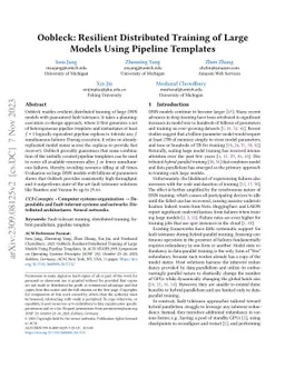 Oobleck: Resilient Distributed Training of Large Models Using Pipeline
  Templates