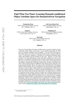 Find What You Want: Learning Demand-conditioned Object Attribute Space
  for Demand-driven Navigation