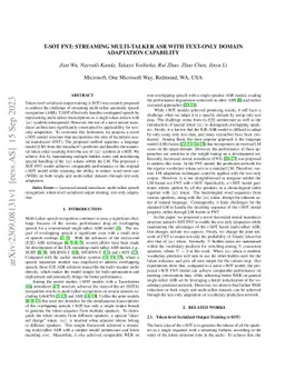 t-SOT FNT: Streaming Multi-talker ASR with Text-only Domain Adaptation
  Capability