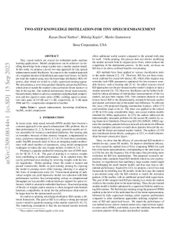 Two-Step Knowledge Distillation for Tiny Speech Enhancement