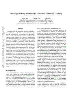 One-stage Modality Distillation for Incomplete Multimodal Learning