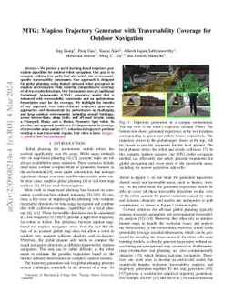 MTG: Mapless Trajectory Generator with Traversability Coverage for
  Outdoor Navigation