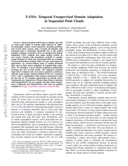 T-UDA: Temporal Unsupervised Domain Adaptation in Sequential Point
  Clouds