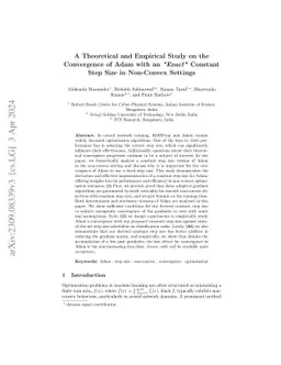 A Theoretical and Empirical Study on the Convergence of Adam with an
  "Exact" Constant Step Size in Non-Convex Settings